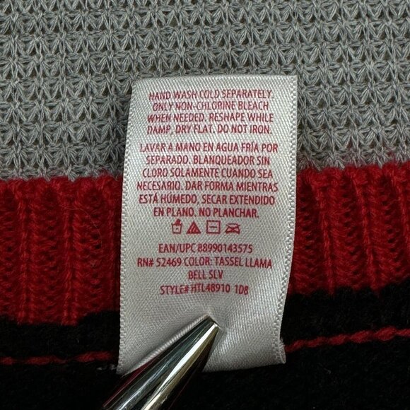 Holiday Time Womens Black Llama Christmas Sweater Hat Tassel Embellished Size XL - Picture 15 of 15